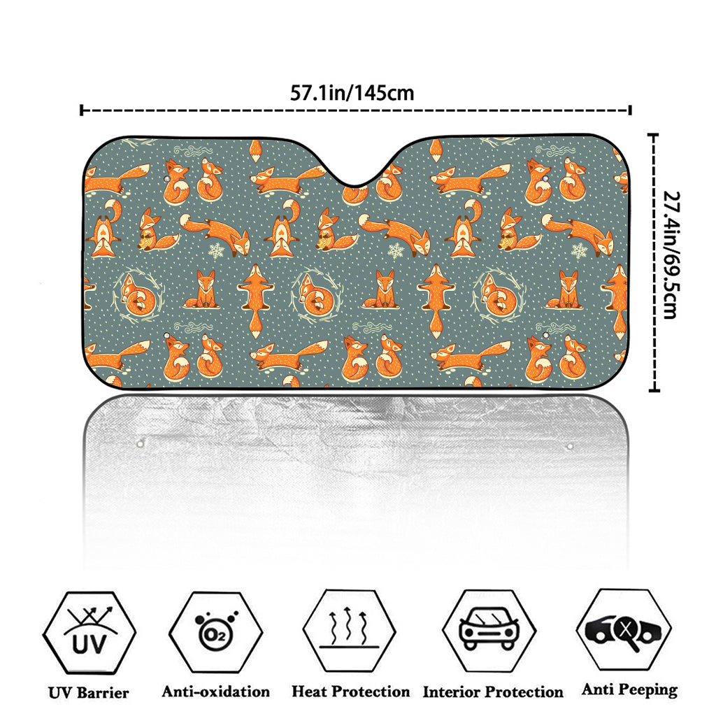 Christmas Fox Pattern Print Car Windshield Sun Shade