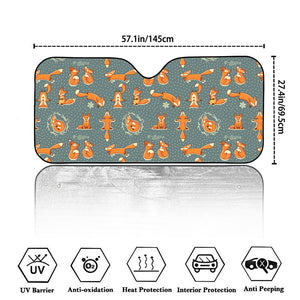 Christmas Fox Pattern Print Car Windshield Sun Shade