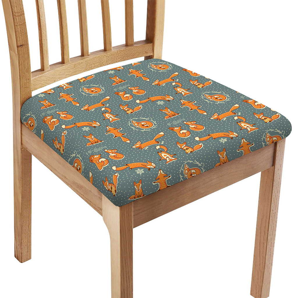 Christmas Fox Pattern Print Chair Cushion Cover