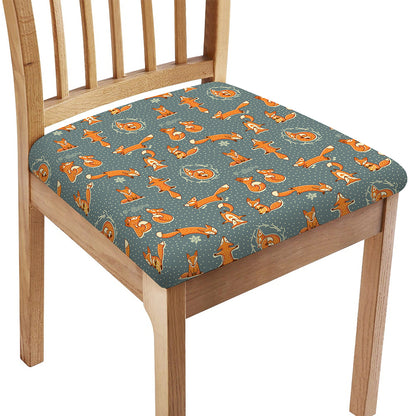 Christmas Fox Pattern Print Chair Cushion Cover