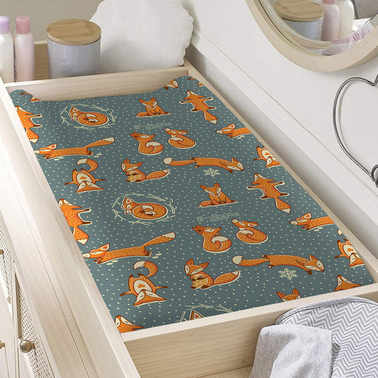 Christmas Fox Pattern Print Changing Pad Cover