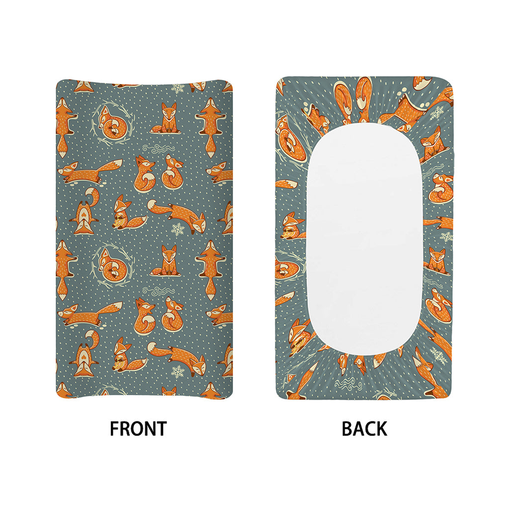 Christmas Fox Pattern Print Changing Pad Cover