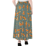 Christmas Fox Pattern Print Chiffon Maxi Skirt