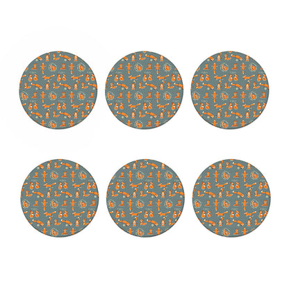 Christmas Fox Pattern Print Coaster Set