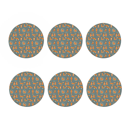 Christmas Fox Pattern Print Coaster Set