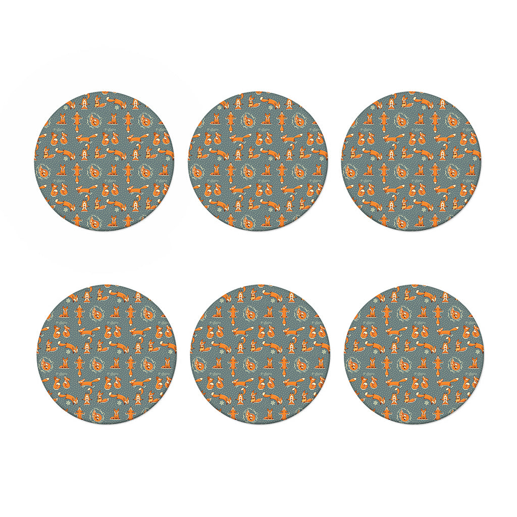 Christmas Fox Pattern Print Coaster Set