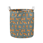 Christmas Fox Pattern Print Collapsible Laundry Basket