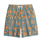 Christmas Fox Pattern Print Cotton Shorts