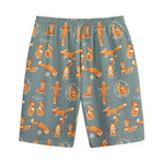 Christmas Fox Pattern Print Cotton Shorts