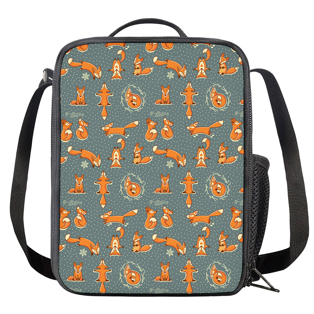 Christmas Fox Pattern Print Crossbody Lunch Bag