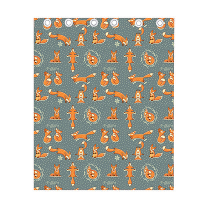 Christmas Fox Pattern Print Curtain