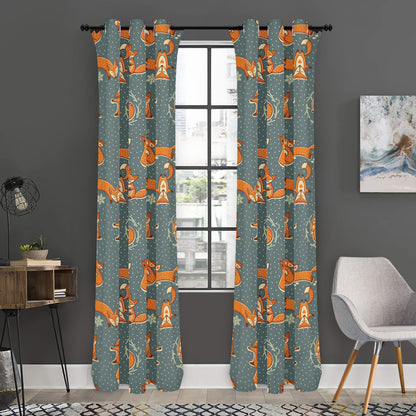 Christmas Fox Pattern Print Curtain
