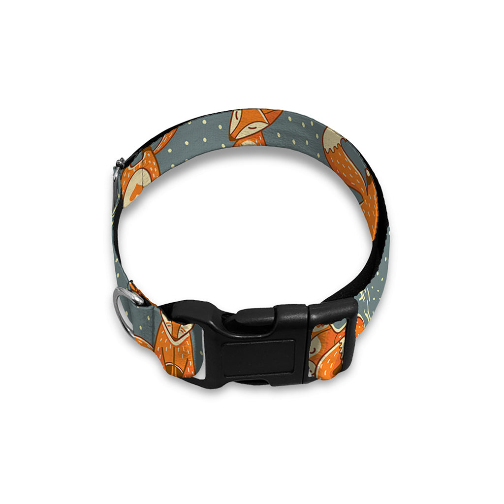 Christmas Fox Pattern Print Dog Collar