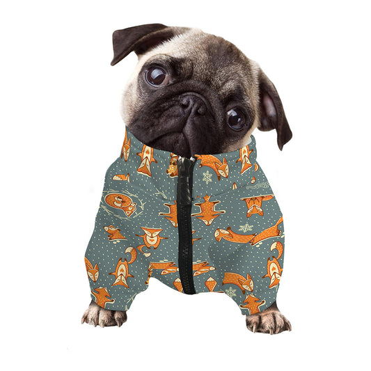 Christmas Fox Pattern Print Dog Zip Up Jacket