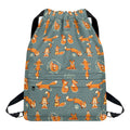 Christmas Fox Pattern Print Drawstring Backpack