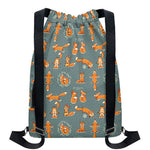 Christmas Fox Pattern Print Drawstring Backpack