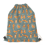 Christmas Fox Pattern Print Drawstring Bag