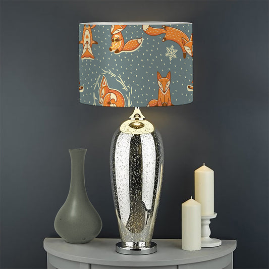 Christmas Fox Pattern Print Drum Lamp Shade