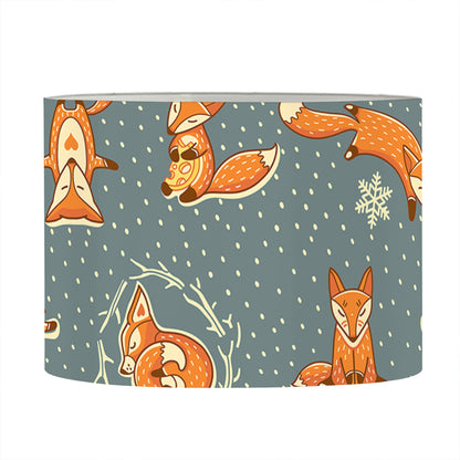 Christmas Fox Pattern Print Drum Lamp Shade