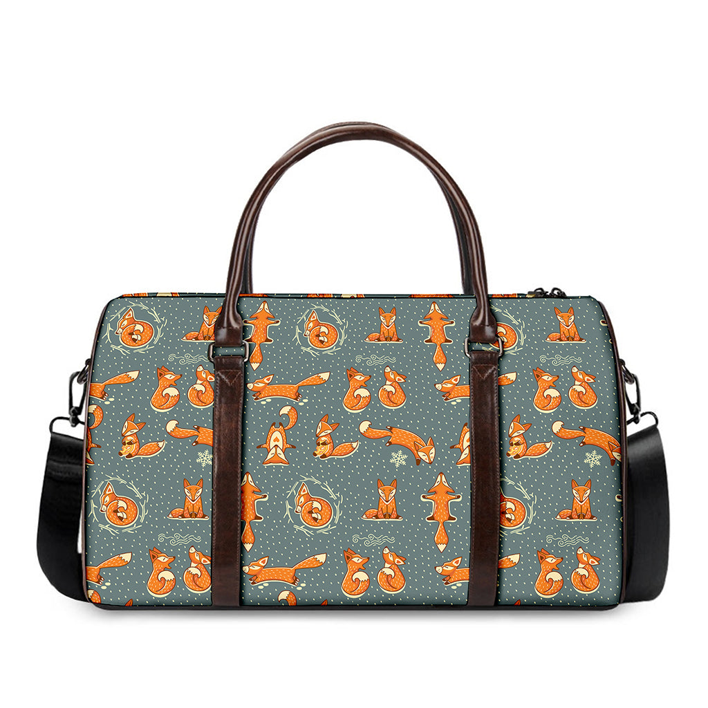 Christmas Fox Pattern Print Duffle Bag