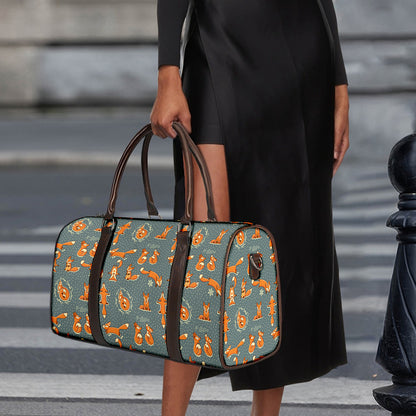 Christmas Fox Pattern Print Duffle Bag
