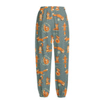 Christmas Fox Pattern Print Fleece Lined Knit Pants