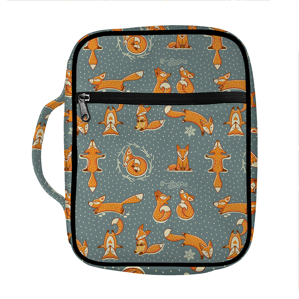 Christmas Fox Pattern Print Front Pocket Bible Bag