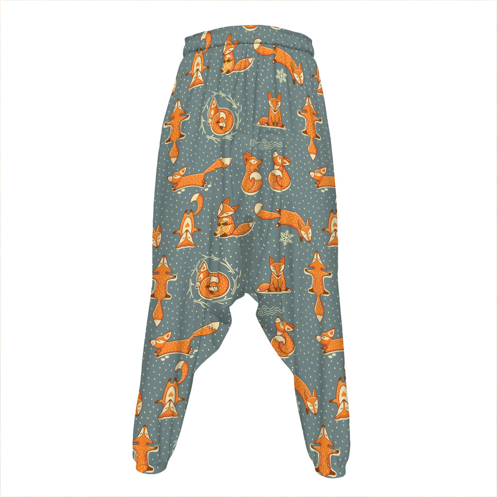 Christmas Fox Pattern Print Hammer Pants