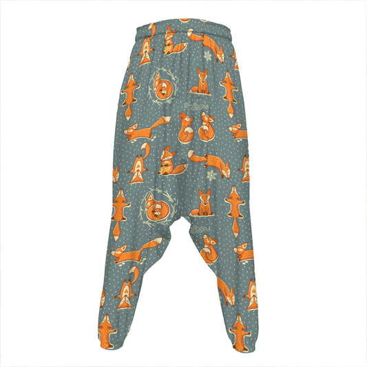 Christmas Fox Pattern Print Hammer Pants