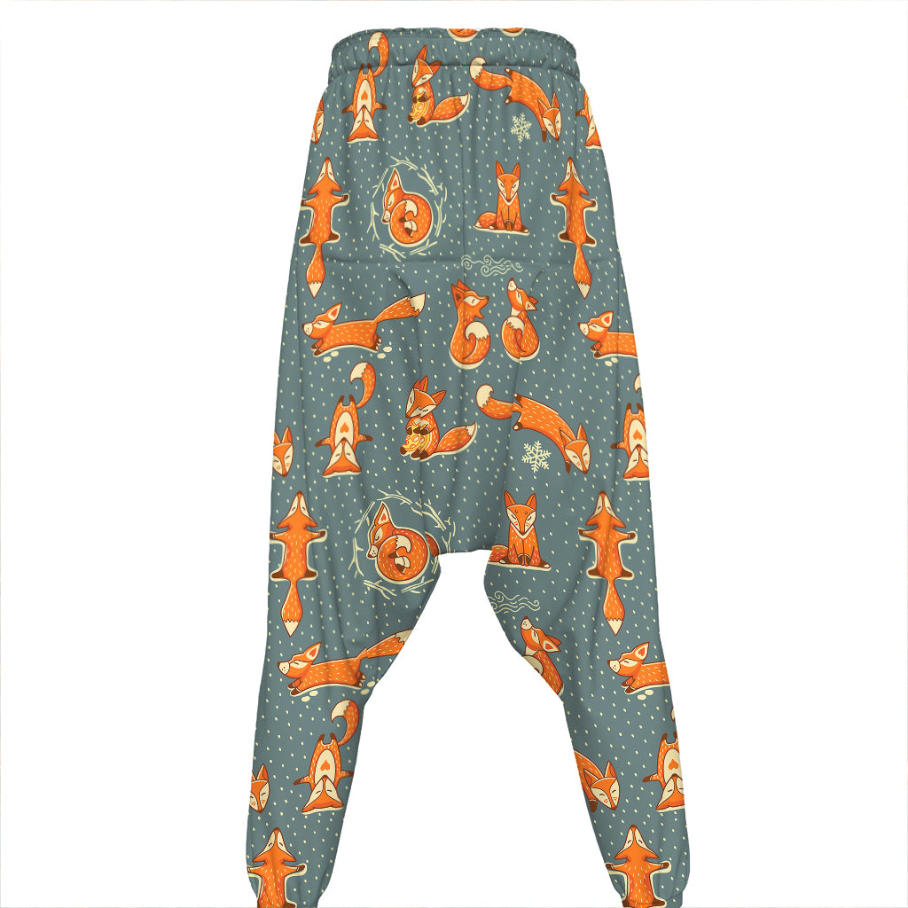 Christmas Fox Pattern Print Hammer Pants