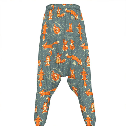 Christmas Fox Pattern Print Hammer Pants