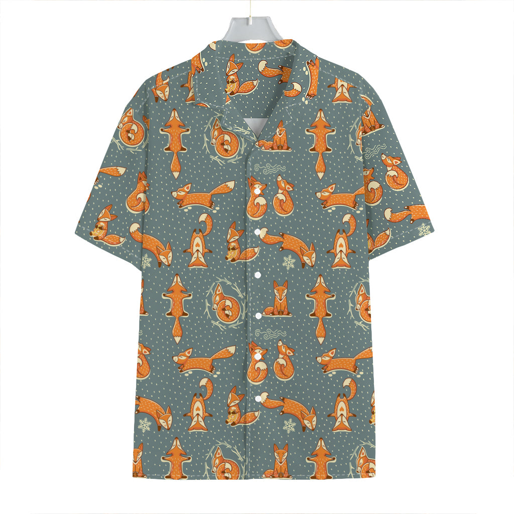 Christmas Fox Pattern Print Hawaiian Shirt
