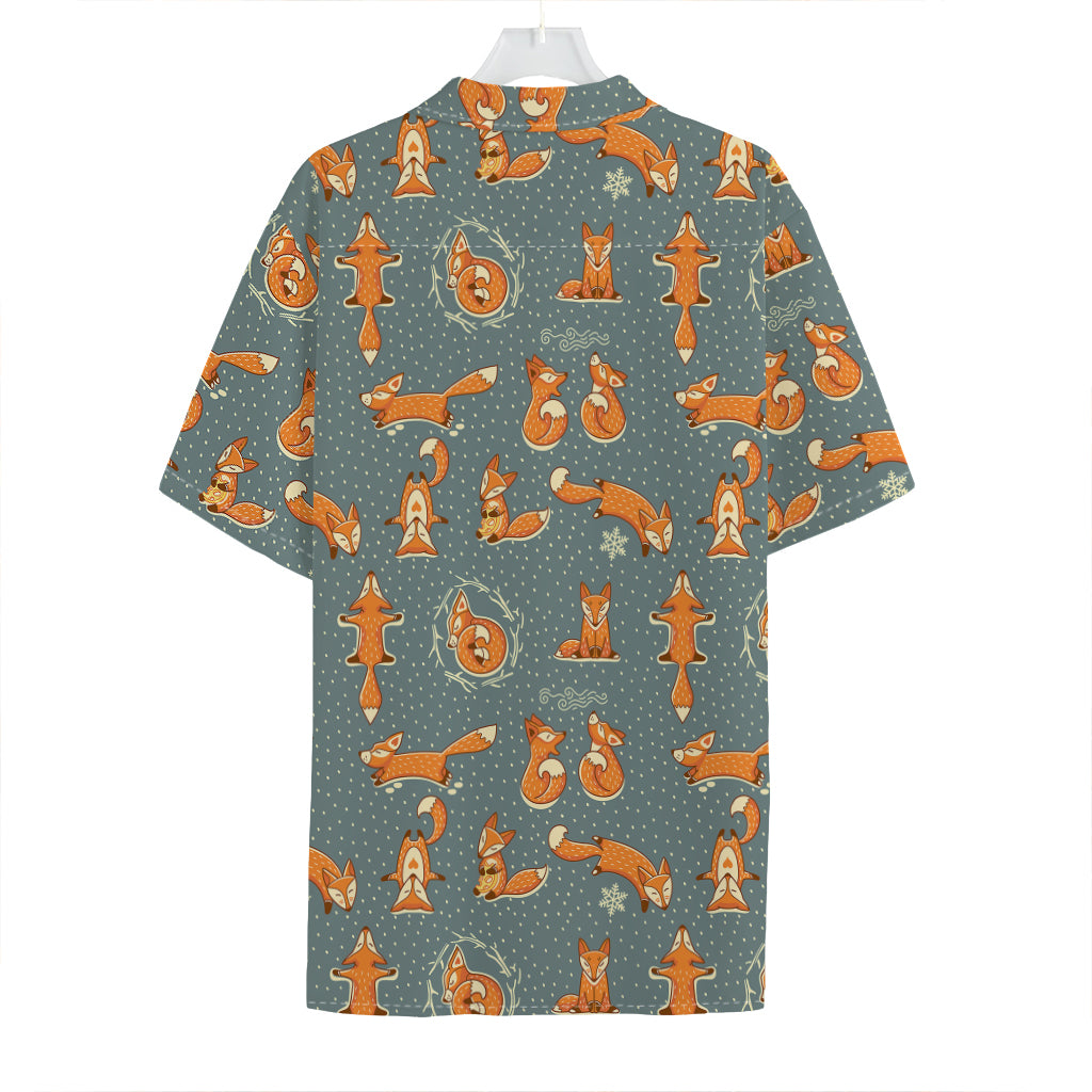 Christmas Fox Pattern Print Hawaiian Shirt