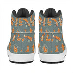 Christmas Fox Pattern Print High Top Leather Sneakers
