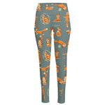 Christmas Fox Pattern Print High-Waisted Pocket Leggings