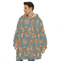 Christmas Fox Pattern Print Hoodie Blanket