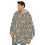 Christmas Fox Pattern Print Hoodie Blanket