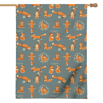 Christmas Fox Pattern Print House Flag