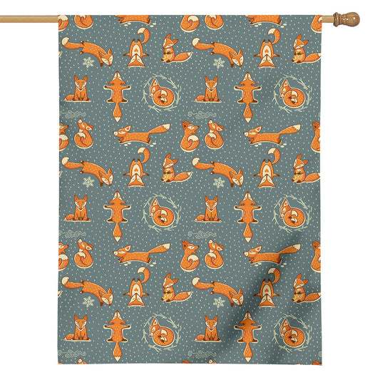 Christmas Fox Pattern Print House Flag