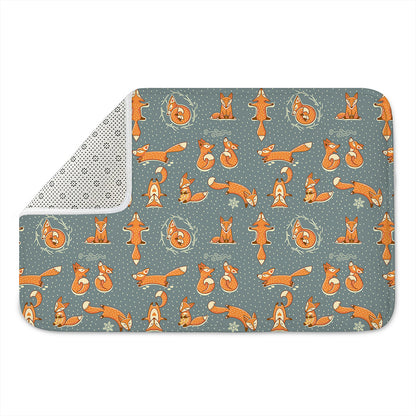 Christmas Fox Pattern Print Indoor Door Mat