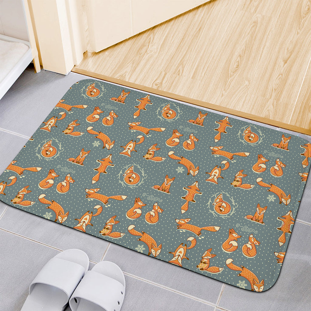 Christmas Fox Pattern Print Indoor Door Mat