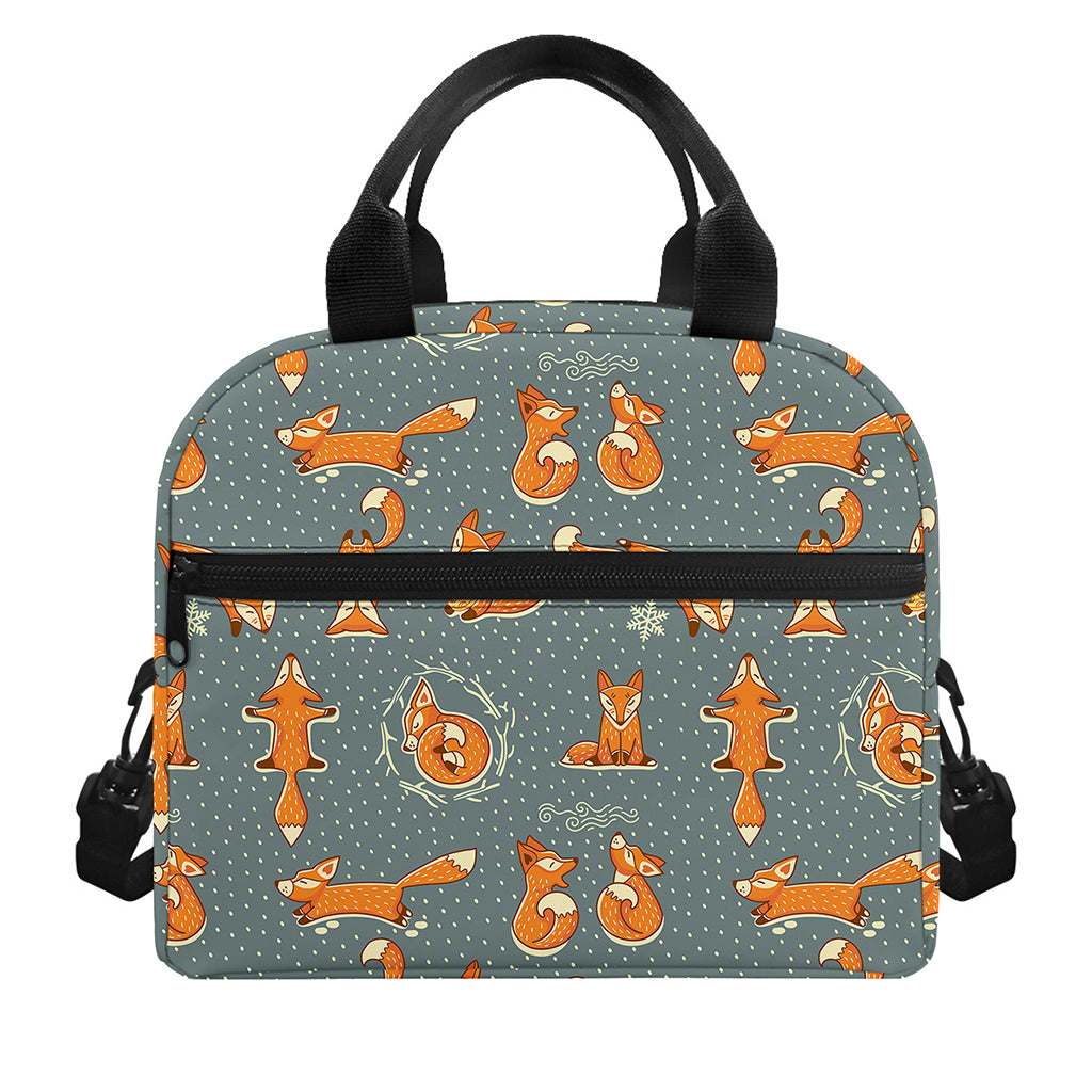 Christmas Fox Pattern Print Insulated Lunch Bag