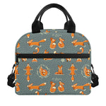 Christmas Fox Pattern Print Insulated Lunch Bag