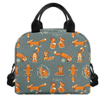 Christmas Fox Pattern Print Insulated Lunch Bag
