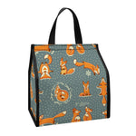 Christmas Fox Pattern Print Insulated Lunch Tote