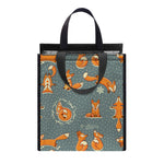 Christmas Fox Pattern Print Insulated Lunch Tote