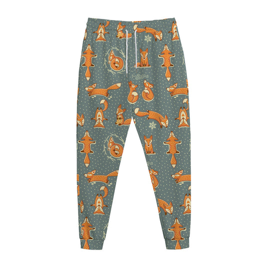 Christmas Fox Pattern Print Jogger Pants