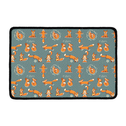 Christmas Fox Pattern Print Kitchen Mat