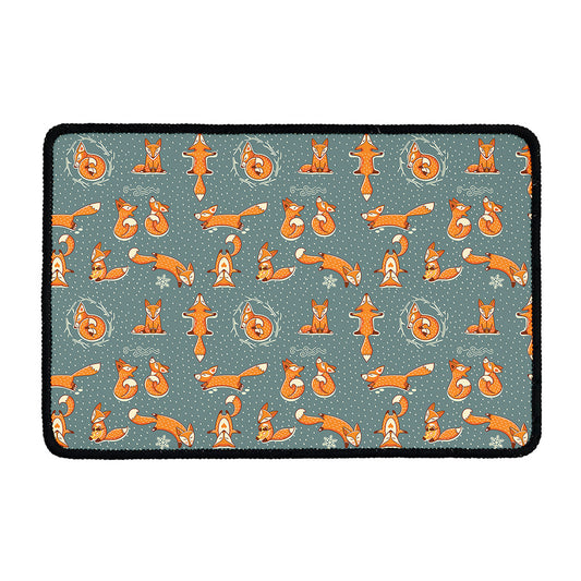 Christmas Fox Pattern Print Kitchen Mat