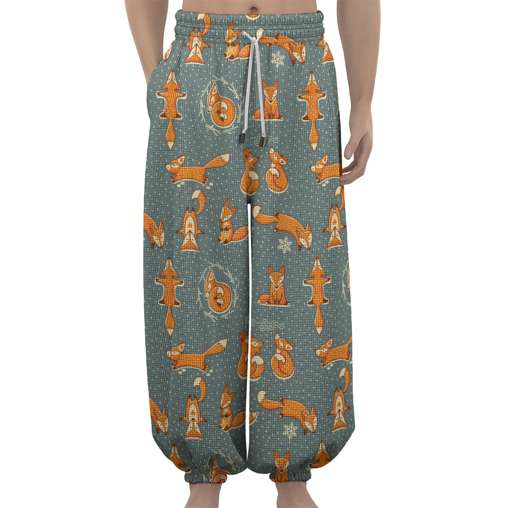 Christmas Fox Pattern Print Lantern Pants
